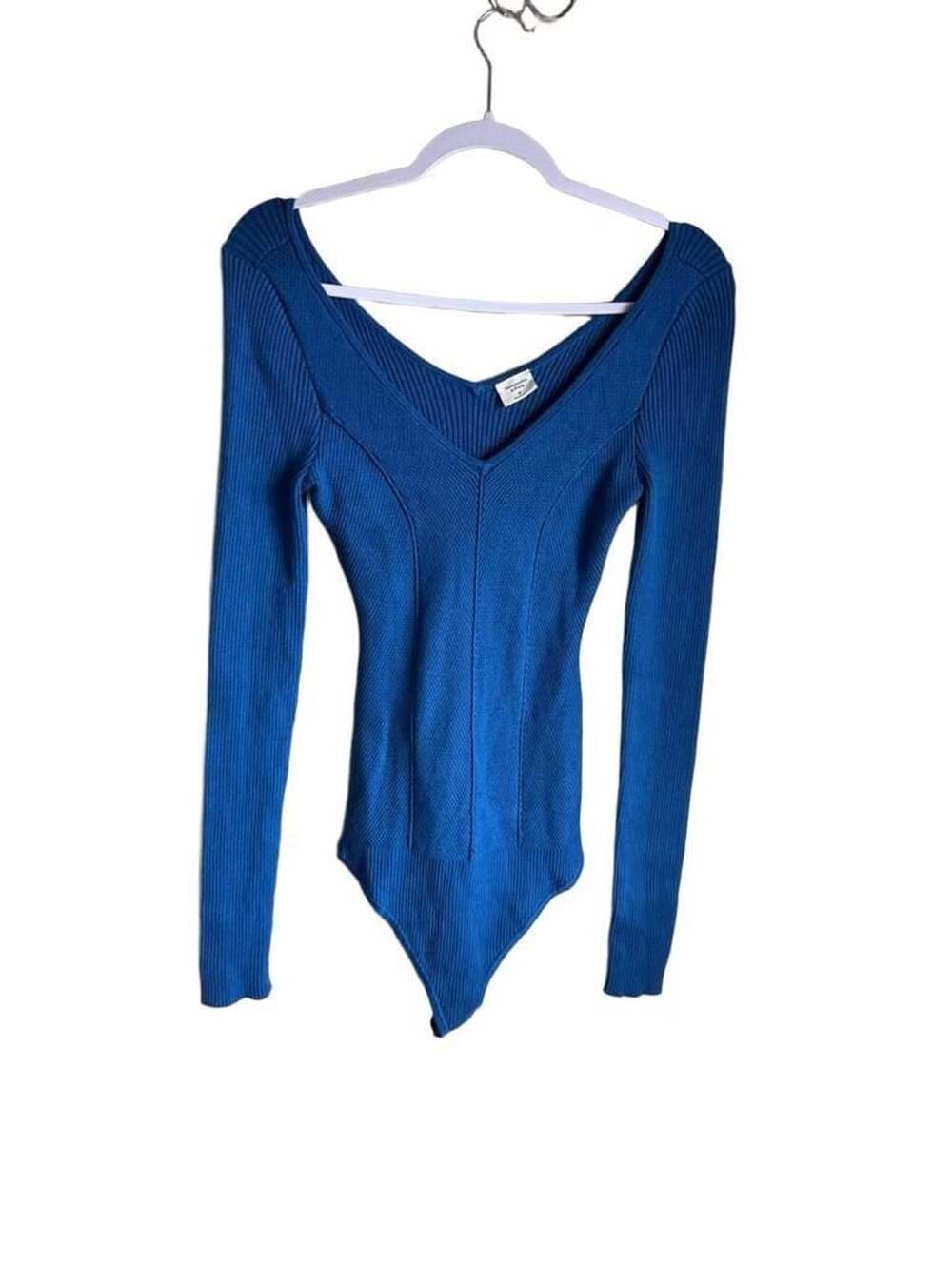 Abercrombie & Fitch Women's Blue Sweetheart Neck Long Sleeve Bodysuit Size M